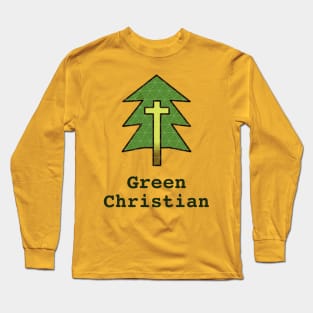 Green Christian Gospel Witness w/ Cross and Tree Long Sleeve T-Shirt